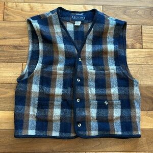 Vtg Britches wool plaid flannel hunting utility vest.